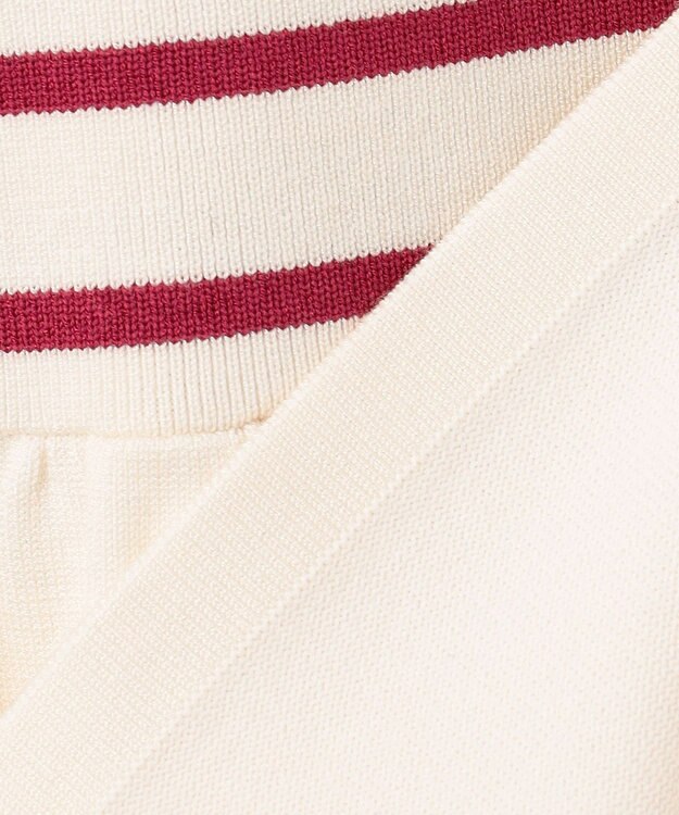 Feroux 肩リボン ペプラムニット ピンク系ボーダー