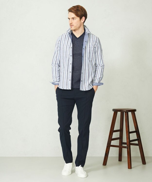 JOSEPH ABBOUD 【人気！1枚で2通りの着こなし】定番 リバーシブルシャツ ブルー系