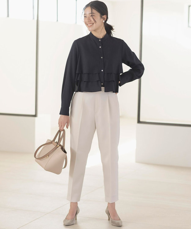 組曲 【WEB限定カラーあり】リヨセルシャーティング ティアードブラウス ネイビー系