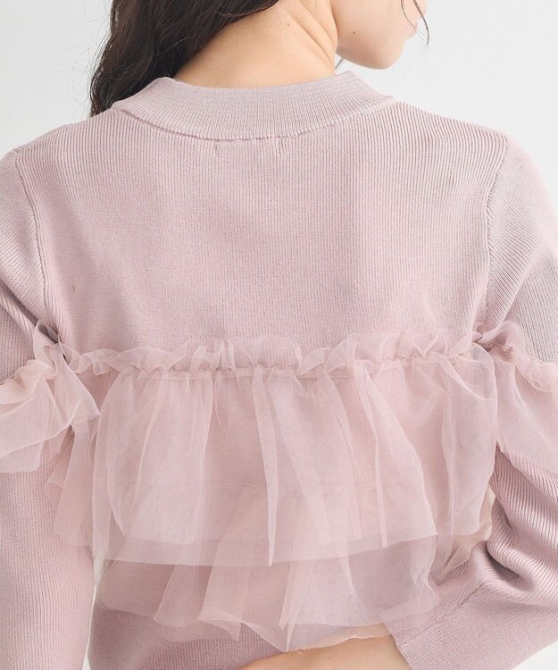 earth music&ecology 胸元チュールドッキングニットプルオーバー Pink