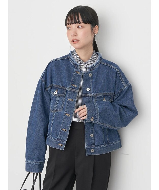 earth music&ecology スタンドフリルシャツ Gingham Check