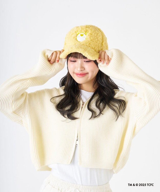 MOONBAT Care Bears(ケアベア) ボアキャップ 帽子 手洗い可能 サイズ調整可能 ライトイエロー