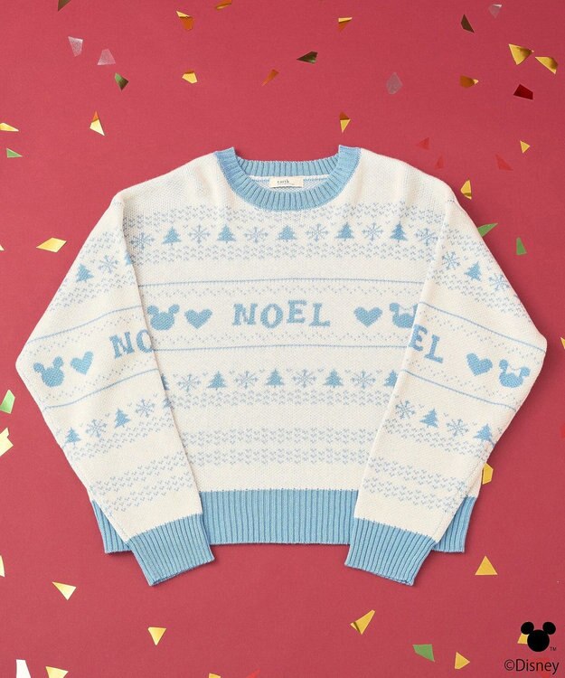 earth music&ecology Ｄｉｓｎｅｙ／ノルディック柄ニットプルオーバー Ivory