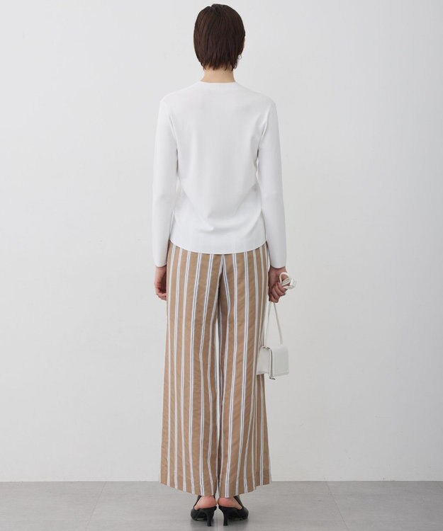 ICB L サッカードビーストライプ ワイドパンツ アプリコットベージュストライプ