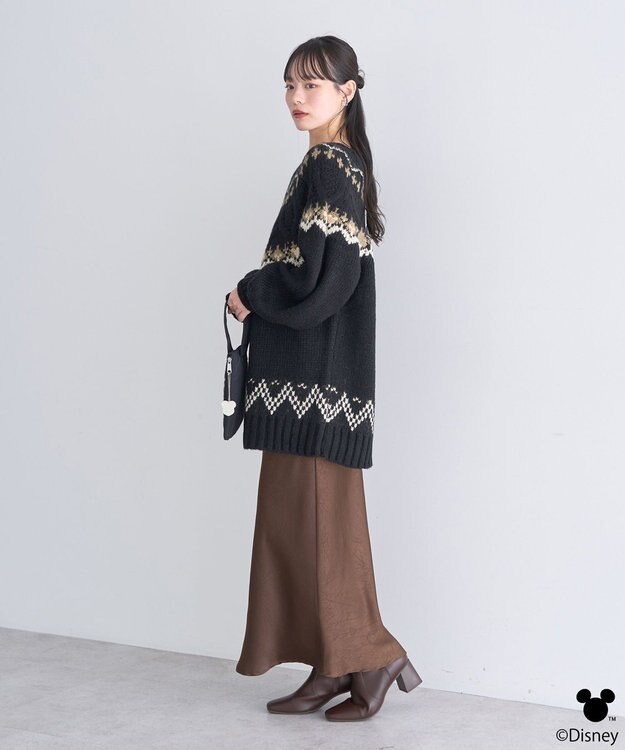 earth music&ecology 【予約】Disney/ミッキー刺繍ノルディックニットチュニック ブラック