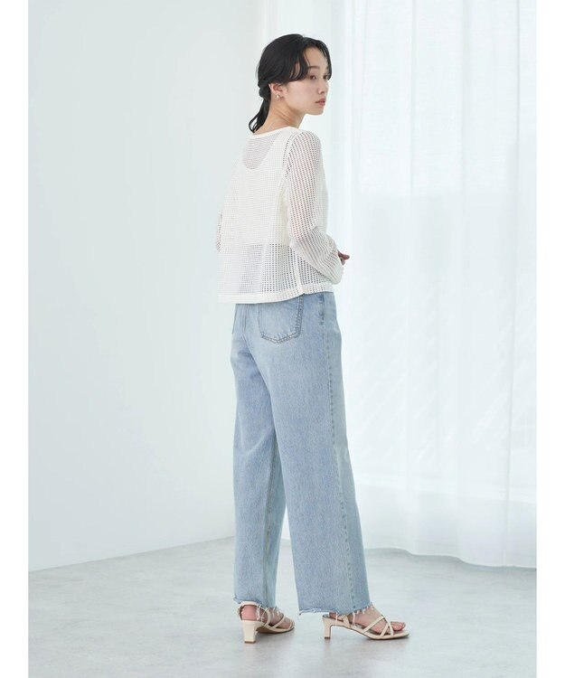 earth music&ecology ＳＥＴ２点メッシュカーディガン＋インナー Ivory