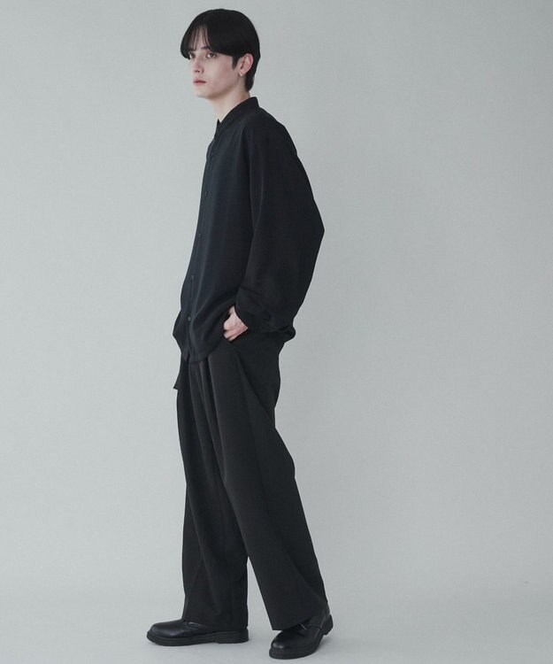 WEGO トロミBIGバンドカラーシャツ ブラック