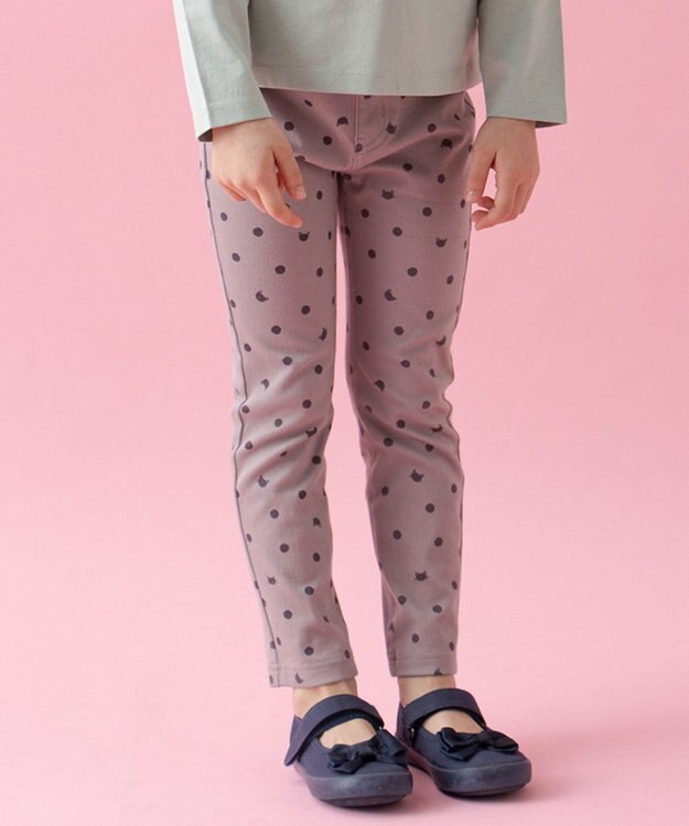 ANY KIDS 総柄 カット パンツ モカ×ネコ