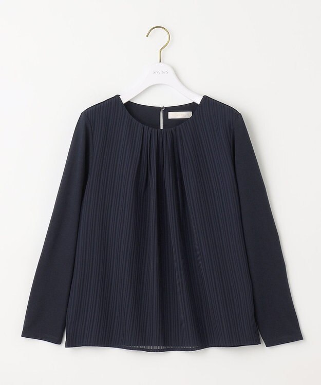 ANY SIS L 【吸水速乾・UVケア】コンフォートジャージー シフォンコンビ カットソー ネイビー