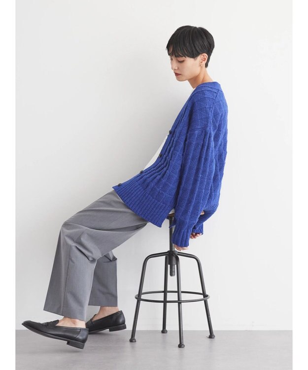 AMERICAN HOLIC スクエア柄Ｖネックニットカーディガン Blue