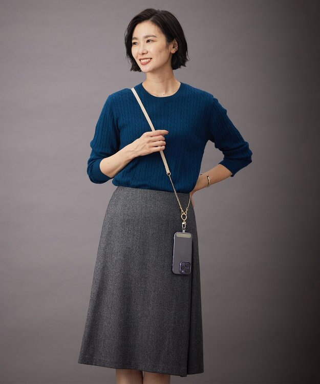 J.PRESS LADIES 【WEB限定・長さ調節可能】レザー スマホ ストラップ ベージュ系