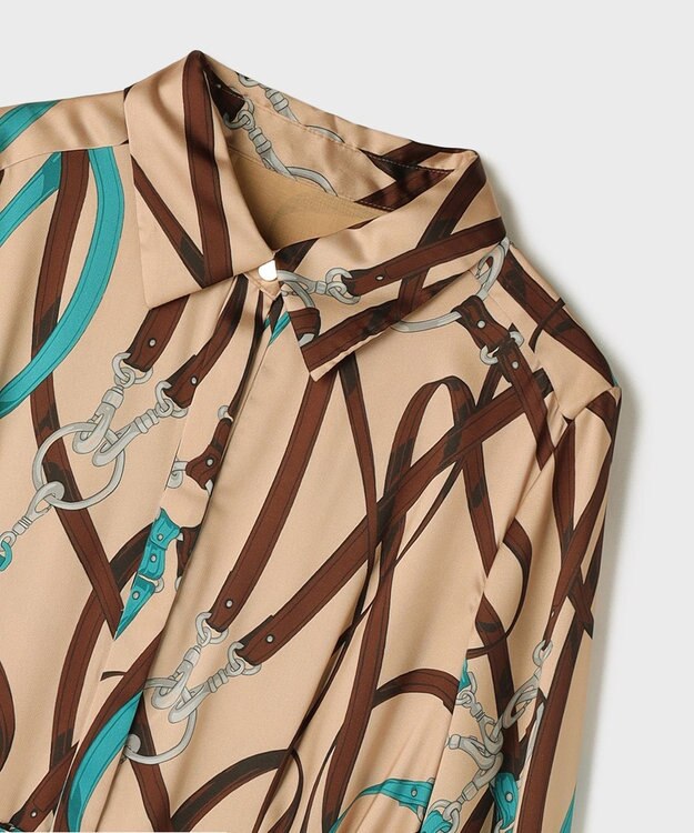 GRACE CONTINENTAL ベルトプリントシャツドレス ベージュ