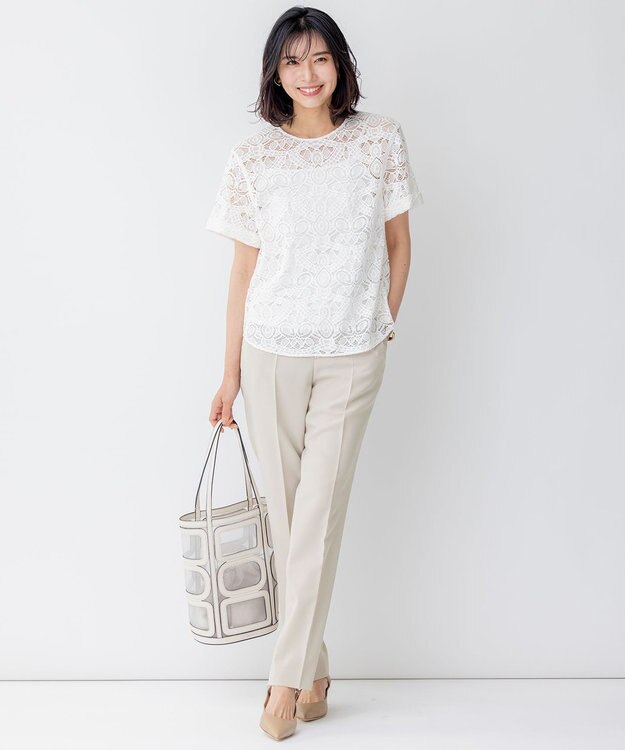 23区 【洗える】トロピカル2WAYストレッチ テーパード パンツ ベージュ系