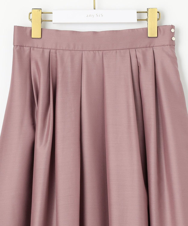 ANY SIS 【洗える】シアーチンツタック スカート モカピンク