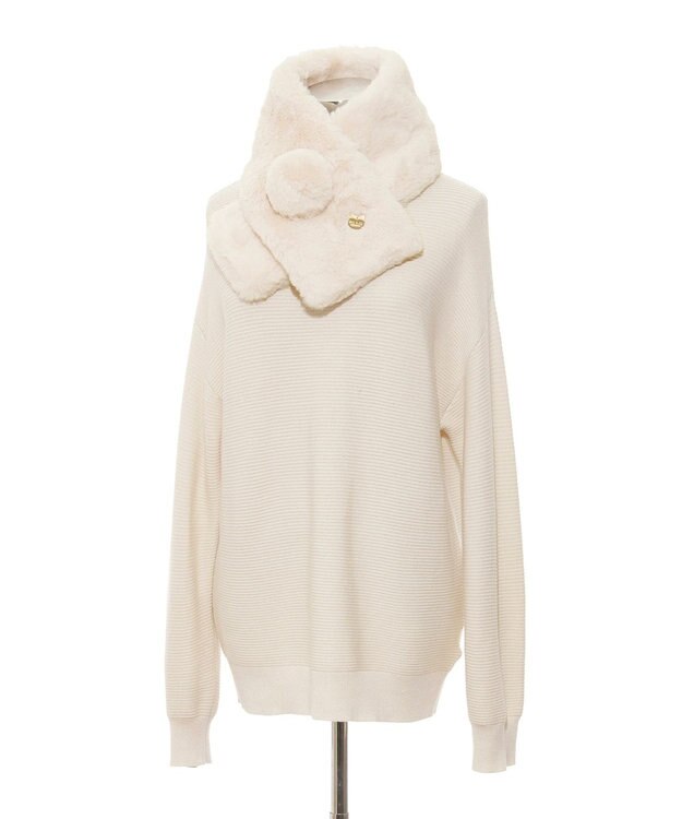 MOONBAT PAUL & JOE ACCESSOIRES フェイクファーポンマフラー オフホワイト