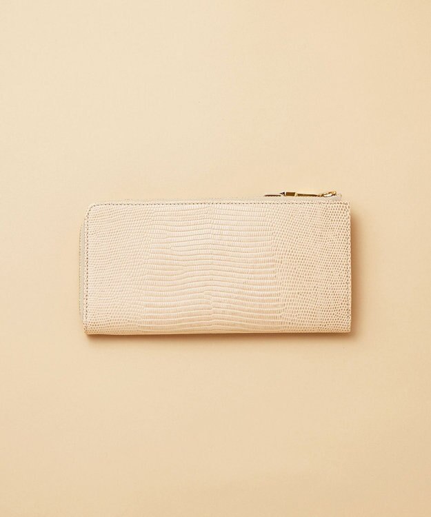 TOPKAPI 【TOPKAPI】イタリアンレザー リザード型押し Lファスナー長財布マチ付き LUCIA ルチア ペールベージュ