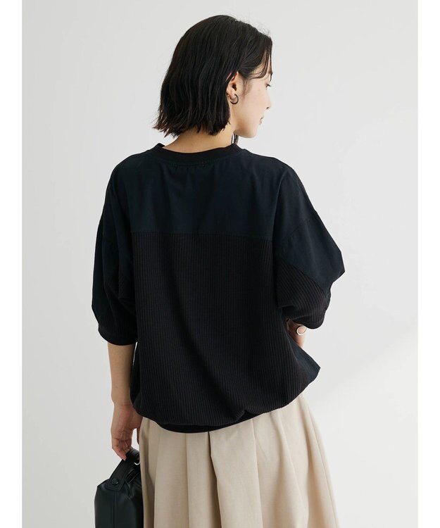 Green Parks ワッフル布帛ドッキングプルオーバー Black