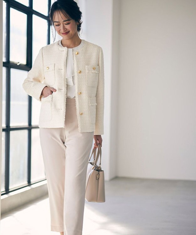 ANY SIS 【セットアップ可】セレモニーダブルクロス テーパードパンツ ライトベージュ