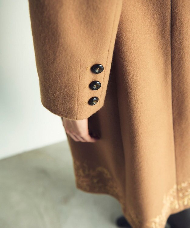 GRACE CONTINENTAL 刺繍ウールコート キャメル