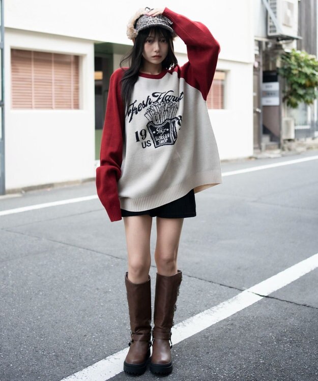 WEGO 【ユニセックス着用ITEM/SMLサイズ展開】ジャガードグラフィックプルオーバー 柄8