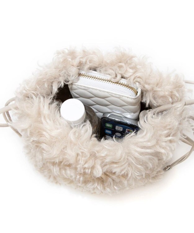 UNBILLION カシュカシュ cachecache / ベビーラム風巾着ミニバッグ アイボリー