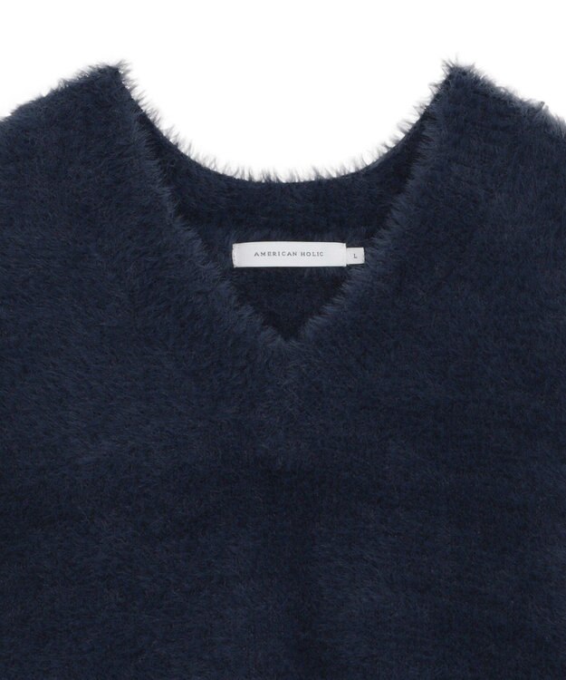 AMERICAN HOLIC 【選べる丈】シャギーニットベスト Navy
