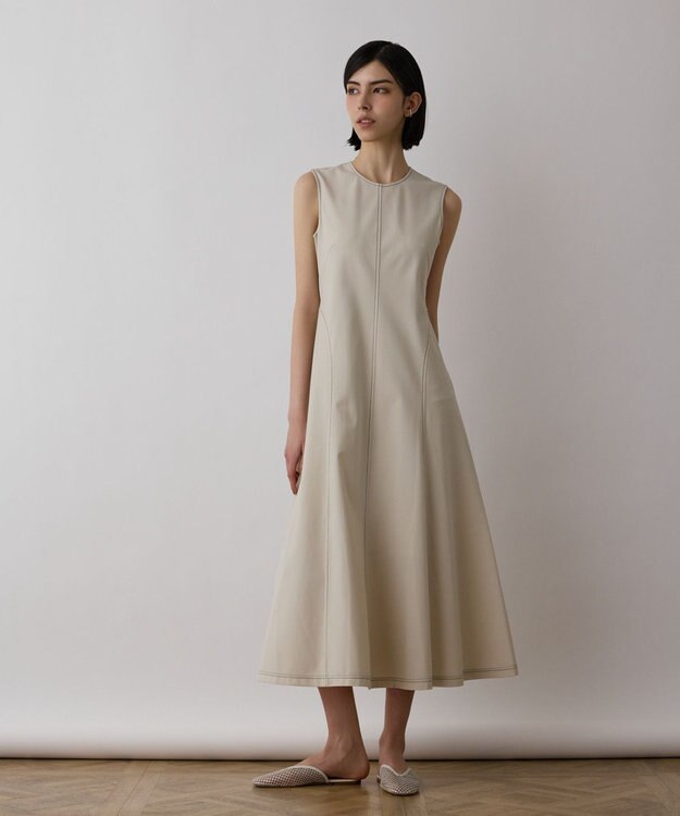 GRACE CONTINENTAL ステッチカットワンピース ベージュ