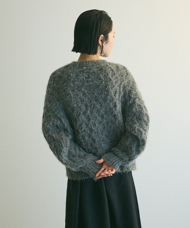 Green Parks armonia．シャギーケーブルニット Gray