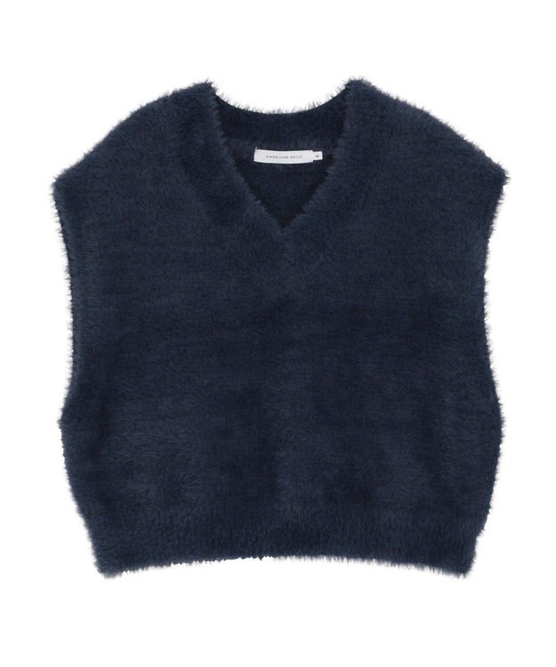 AMERICAN HOLIC 【選べる丈】シャギーニットベスト Navy