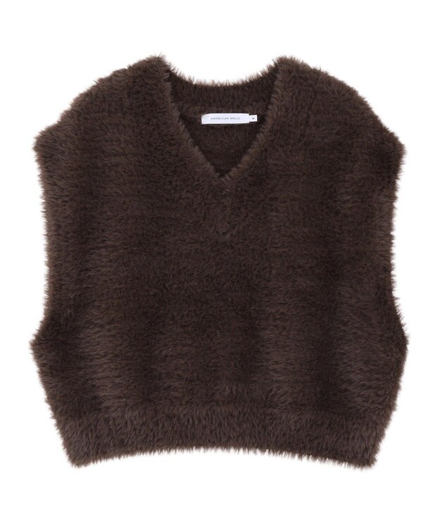 AMERICAN HOLIC 【選べる丈】シャギーニットベスト Brown