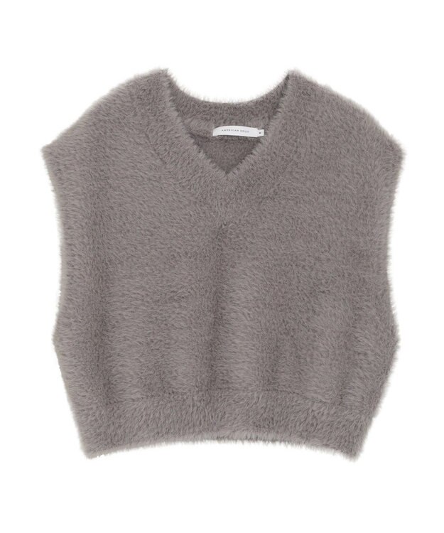AMERICAN HOLIC 【選べる丈】シャギーニットベスト Gray Beige