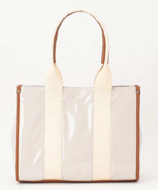 LA BAGAGERIE ソフトエナメル　ロゴテープトートバッグ　Lサイズ アイボリー