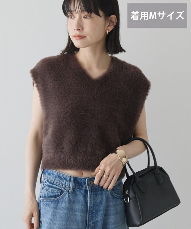 AMERICAN HOLIC 【選べる丈】シャギーニットベスト Brown