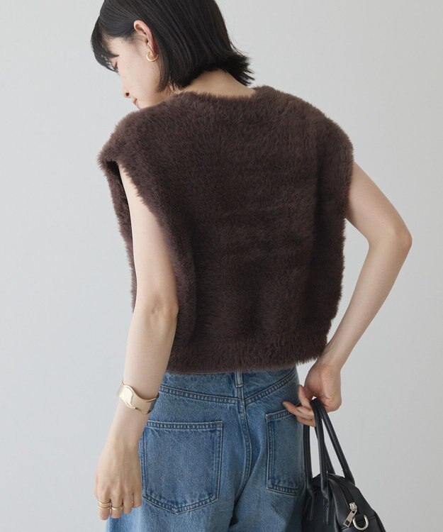 AMERICAN HOLIC 【選べる丈】シャギーニットベスト Brown