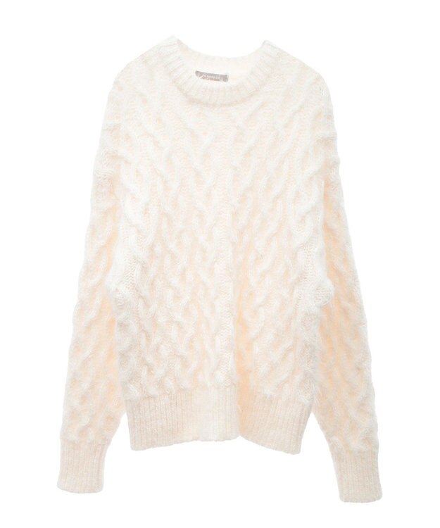 Green Parks armonia．シャギーケーブルニット Ivory
