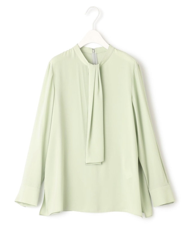 ICB 【WEB限定カラーあり・速乾・洗える】BackSatinAmunzen スカーフタイブラウス ヘイズグリーン系