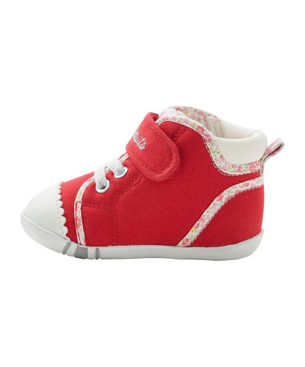 MIKI HOUSE HOT BISCUITS 【11.5-13.5cm】 小花柄 パイピング ファーストベビーシューズ 赤