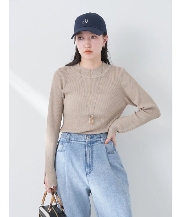 earth music&ecology シアーリブニットプルオーバー Beige