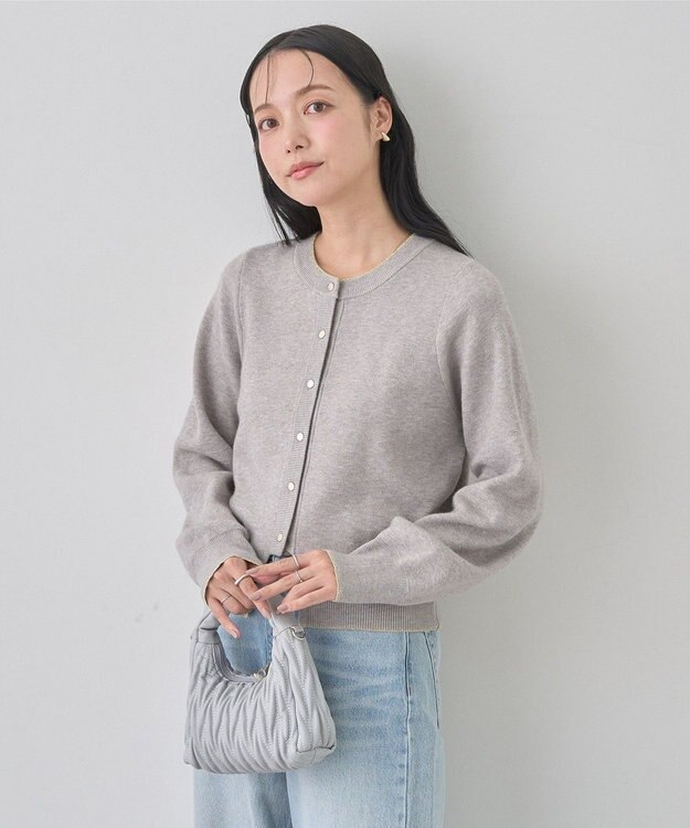 earth music&ecology ラメジャカードカーディガン Light Gray