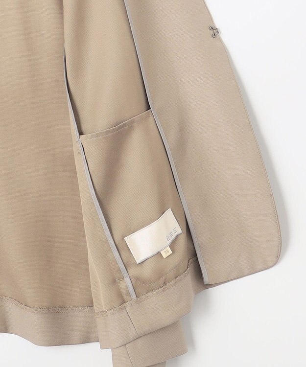 自由区 【XSサイズ～/洗える/セット可】キュプラリネンシャンタン ノーカラージャケット ベージュ系