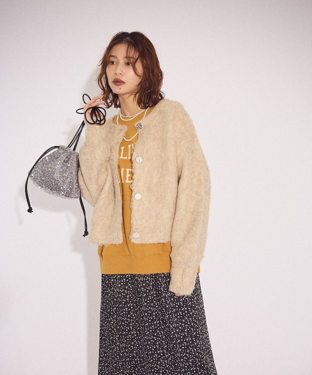 Green Parks 起毛シャギーカーディガン Light Beige