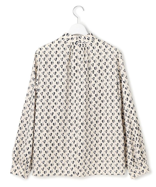 23区 L モダンアートプリントギャザーブラウス ベージュ系