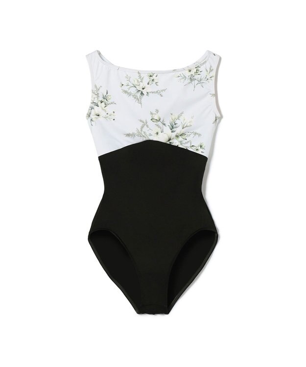 Chacott ノースリーブレオタード グリーンプリント