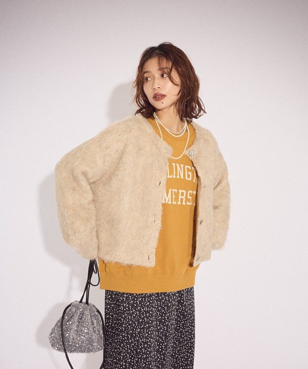 Green Parks 起毛シャギーカーディガン Light Beige