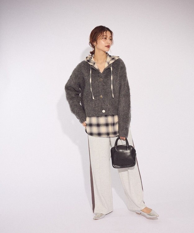 Green Parks 起毛シャギーカーディガン Charcoal Gray