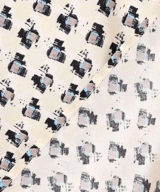 23区 L モダンアートプリントギャザーブラウス ベージュ系