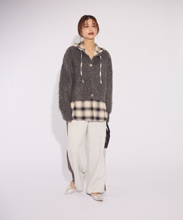 Green Parks 起毛シャギーカーディガン Charcoal Gray