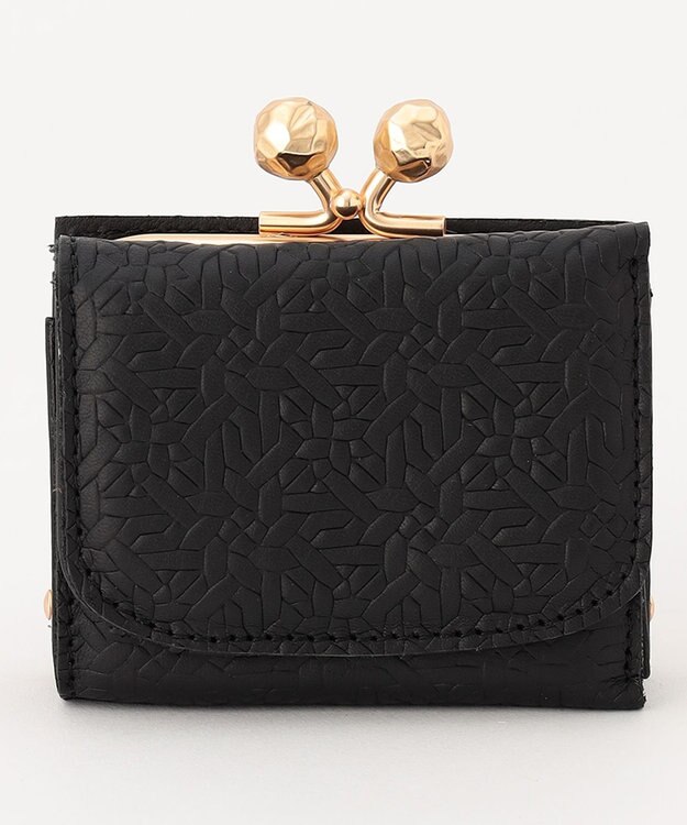 UNBILLION perche 抗菌レザー型押し外がまミニウォレット ブラック