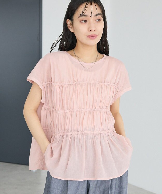 CRAFT STANDARD BOUTIQUE ヴィンテージボイルギャザーブラウス Light Pink