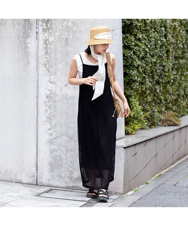 林八百吉商店 un chapeau  スカーフ付ペーパーハット ナチュラル